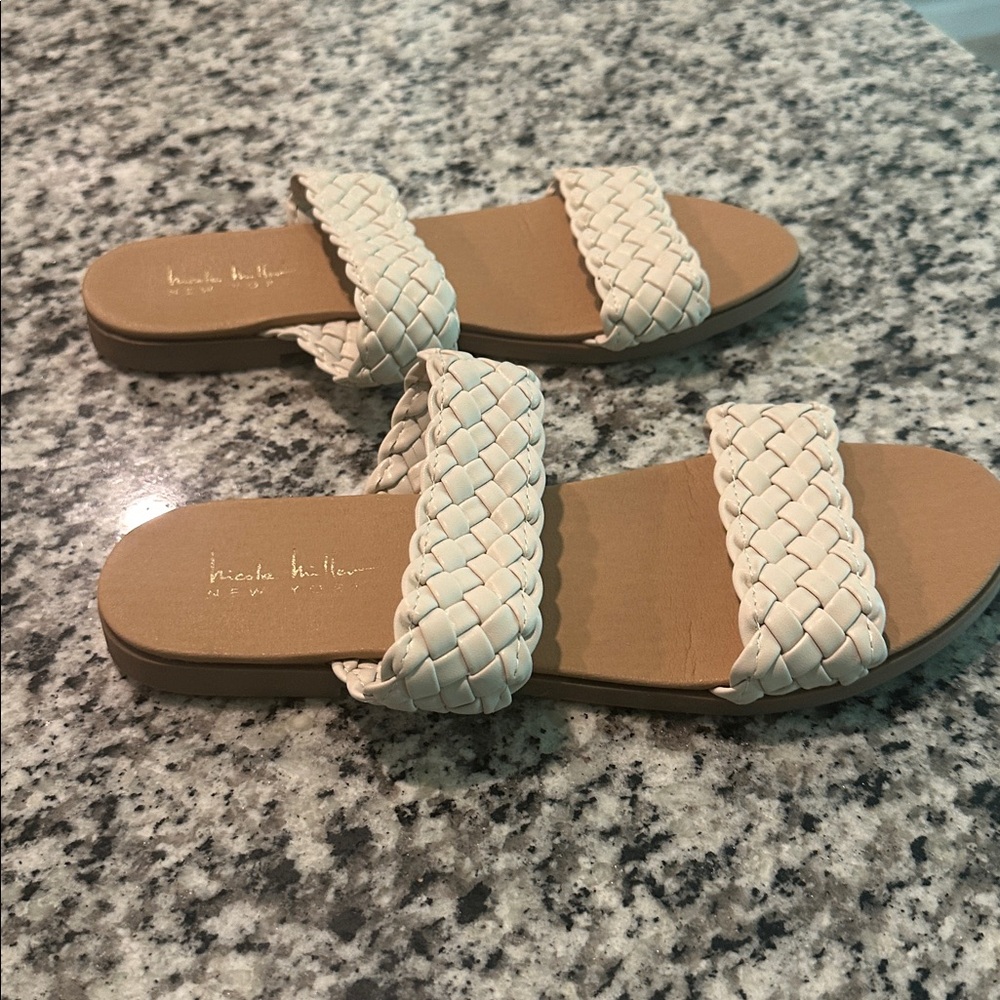 Nicole Miller Braided Cream Sandals